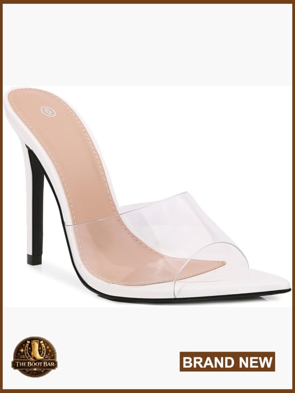 Clear Pointed Toe Stiletto Heel Sandals Mules Slip On 4 Inch Heels